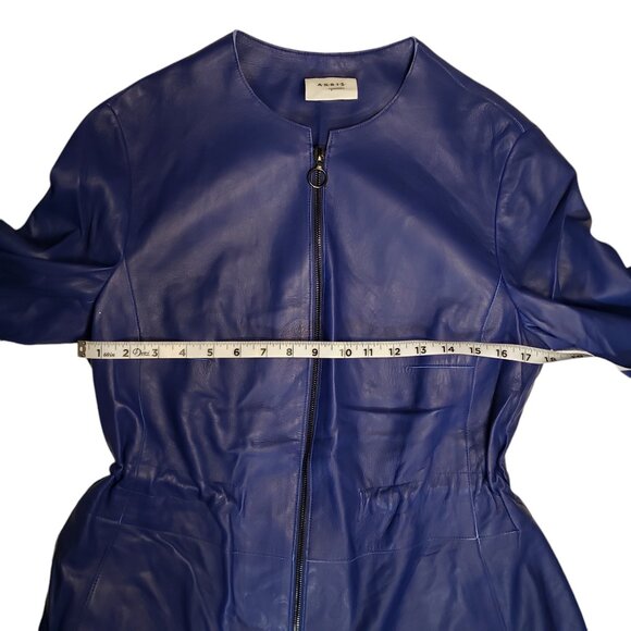 Akris Punto Lambskin Jacket Size 12 Blue - Picture 10 of 12